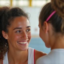 Emily Jacobs coaching junior athletes